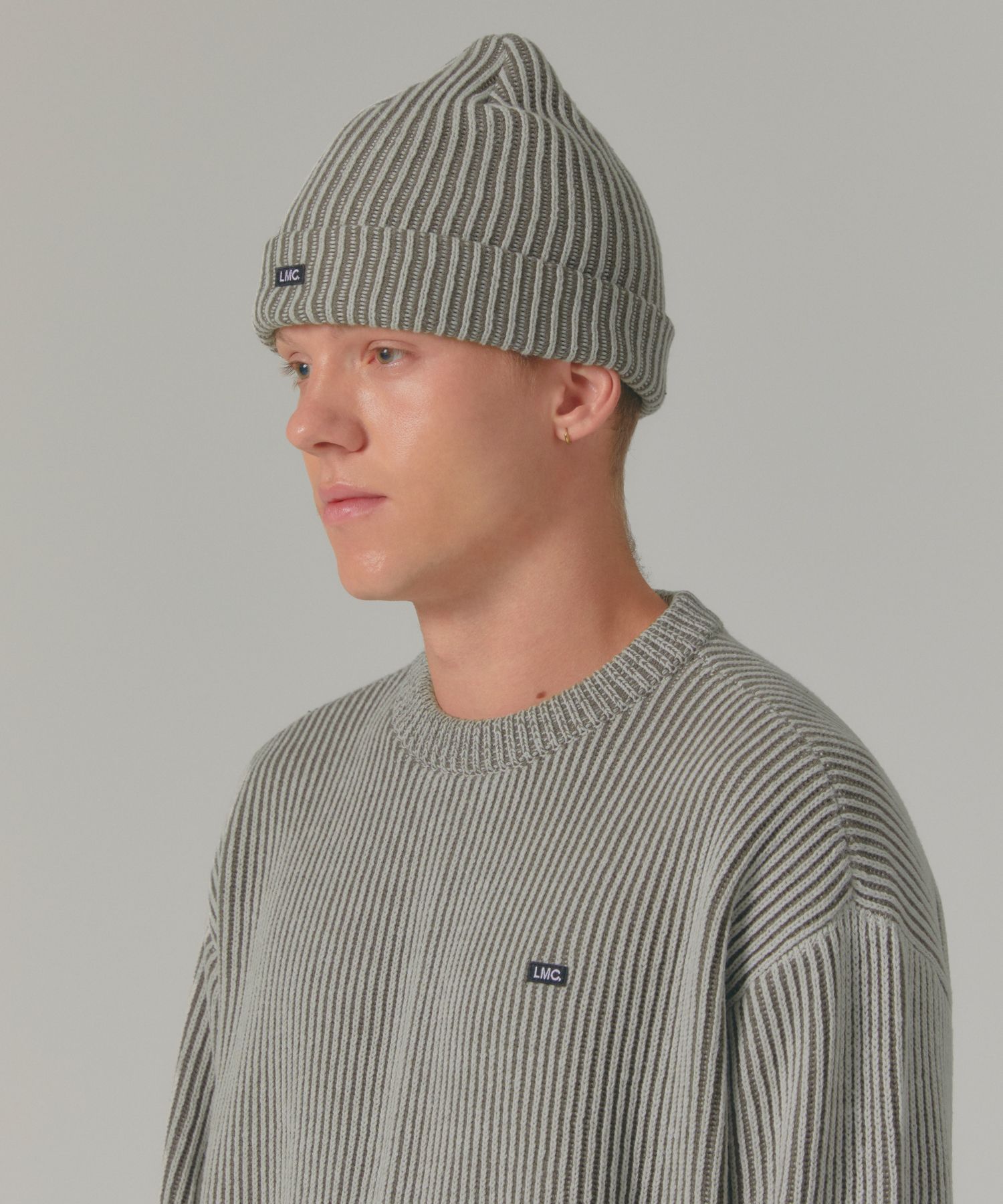 ★ LMC★ MICRO BOX TWO TONE KNIT BEANIE charcoal 0LM44FBN15 MICRO BOX TWO TONE KNIT BEANIE charcoal - LMC | 엘엠씨