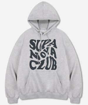 슈퍼노바 로고 오버핏 후드 티셔츠 그레이 [논기모 OR 기모 선택]