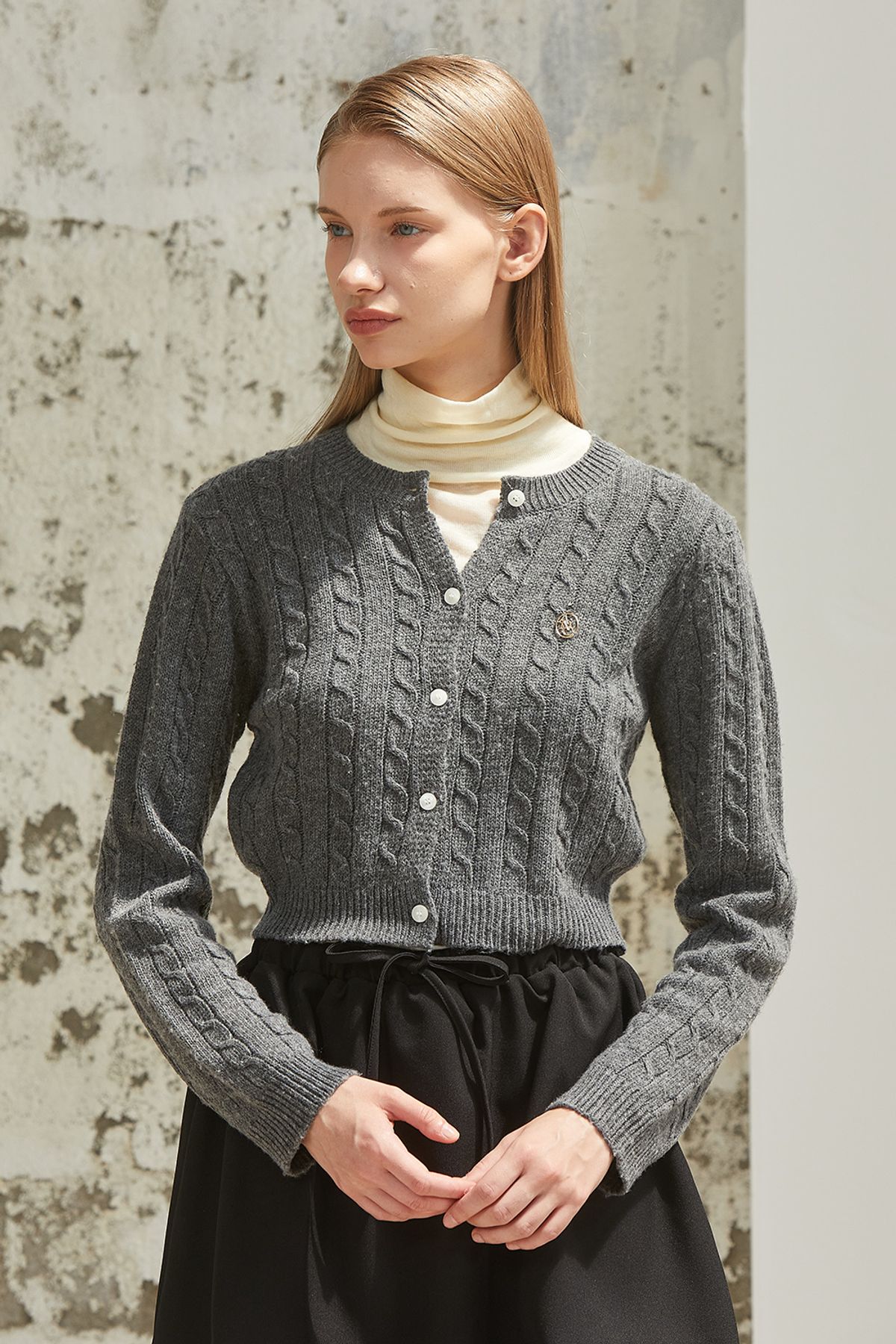 아노에틱(ANOETIC) ANC GOLD CABLE CARDIGAN_GREY