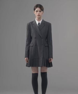 Jenn Pleated Suit Jacket Dress - Grey