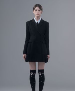 Jenn Pleated Suit Jacket Dress - Black