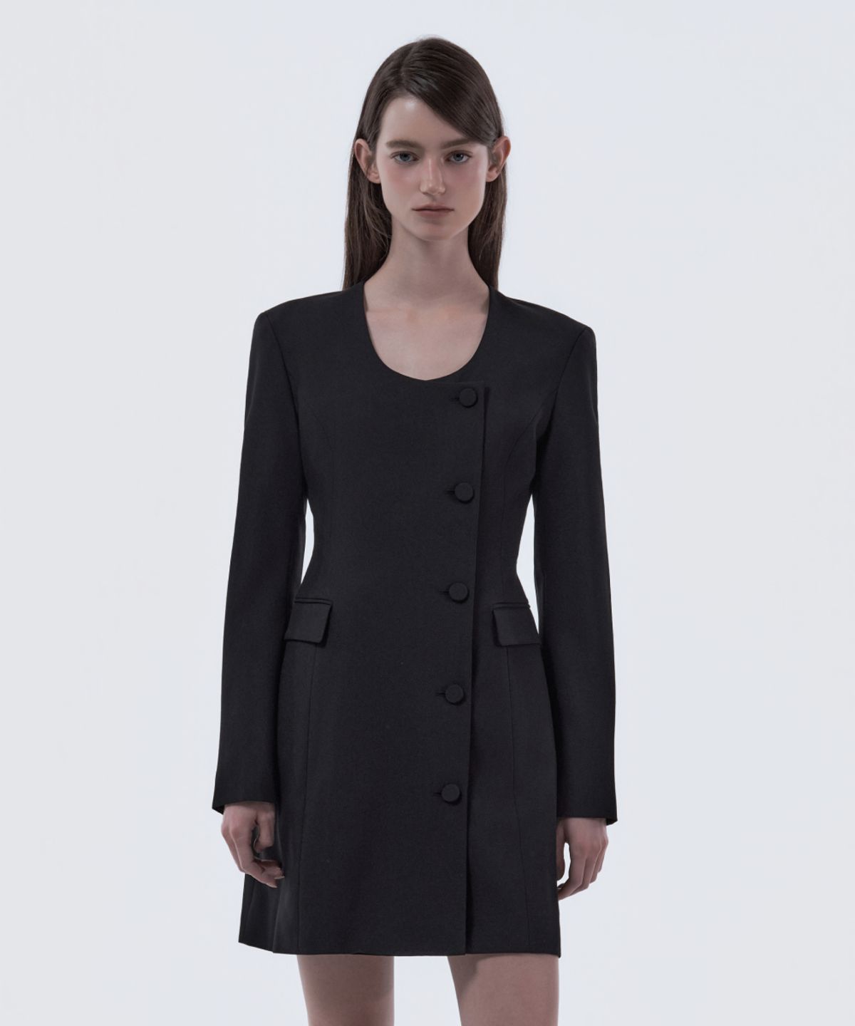 마우솔레움(MAU SOLEUM) Jenn Round Neck Suit Jacket Dress - Black