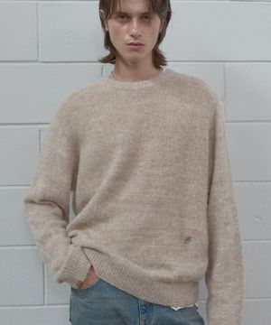 헤어리 라운드 니트 BE