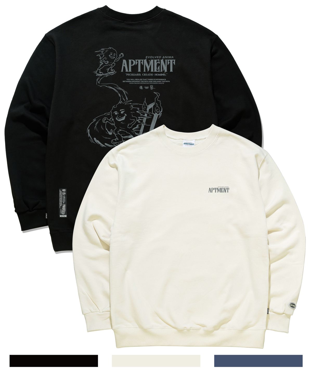 아파트먼트(APARTMENT) [2PACK] BUCK SHOT SWEAT SHIRTS (3COLOR) UNISEX 3단쭈리 세미오버핏