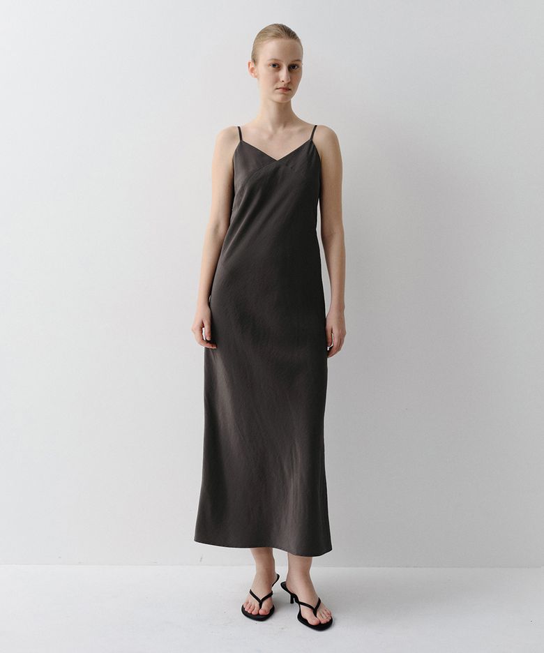 RAYON STRAP DRESS (CHARCOAL)
