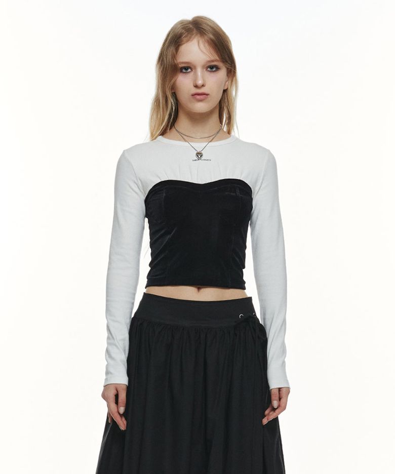 VELVET CORSET LONG SLEEVE (WHITE)