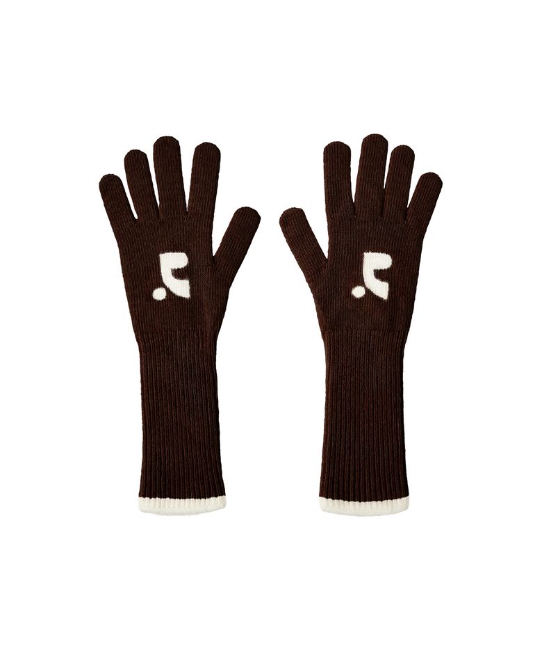 KNIT LONG GLOVE - BROWN