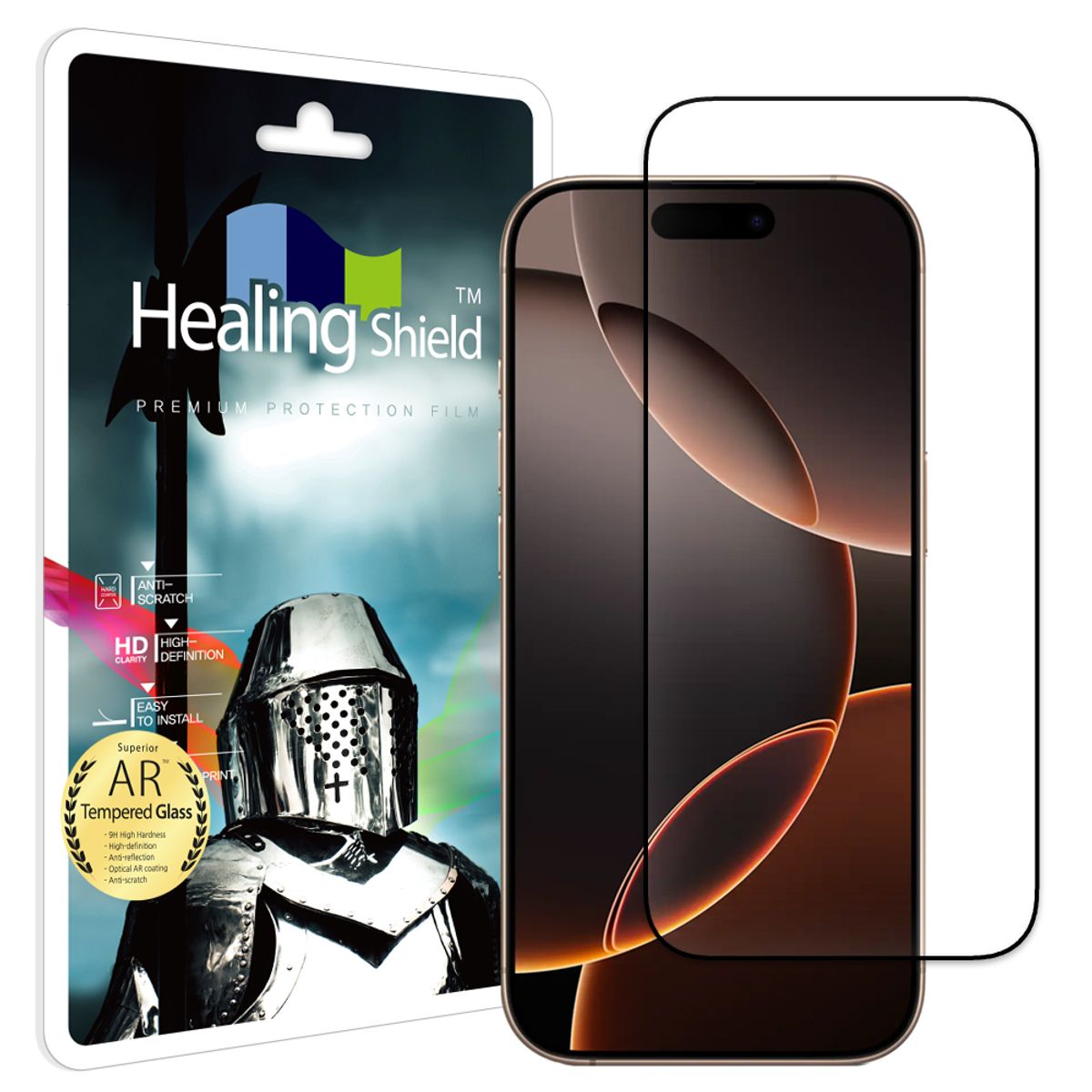 힐링쉴드(HEALINGSHIELD) 아이폰16 프로 3D 풀커버 AR 고화질 강화유리 액정보호필름 1매