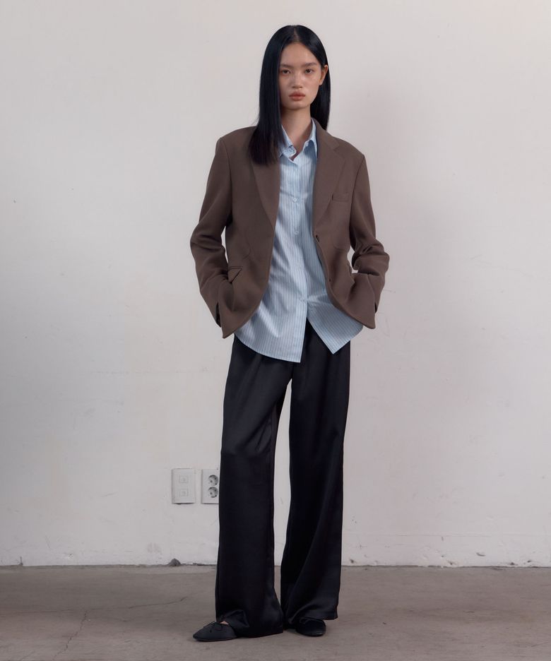 Over Wool Single Jacket (Khaki Brown)