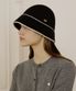 Line Point Knit Bonnet Hat - Black