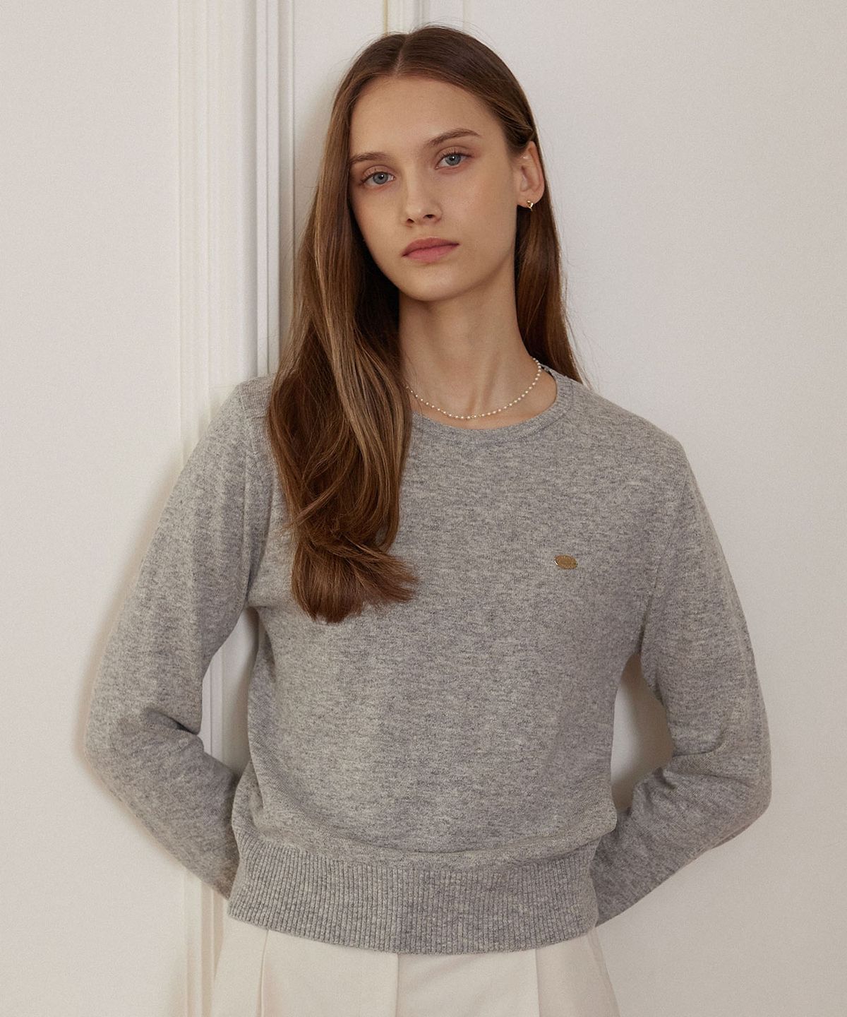 논로컬(NONLOCAL) Essential Round Neck Knit - Grey