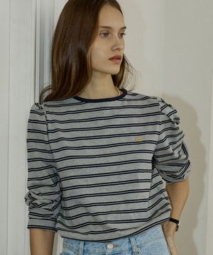 Double Stripe Puff Long Sleeve - Grey