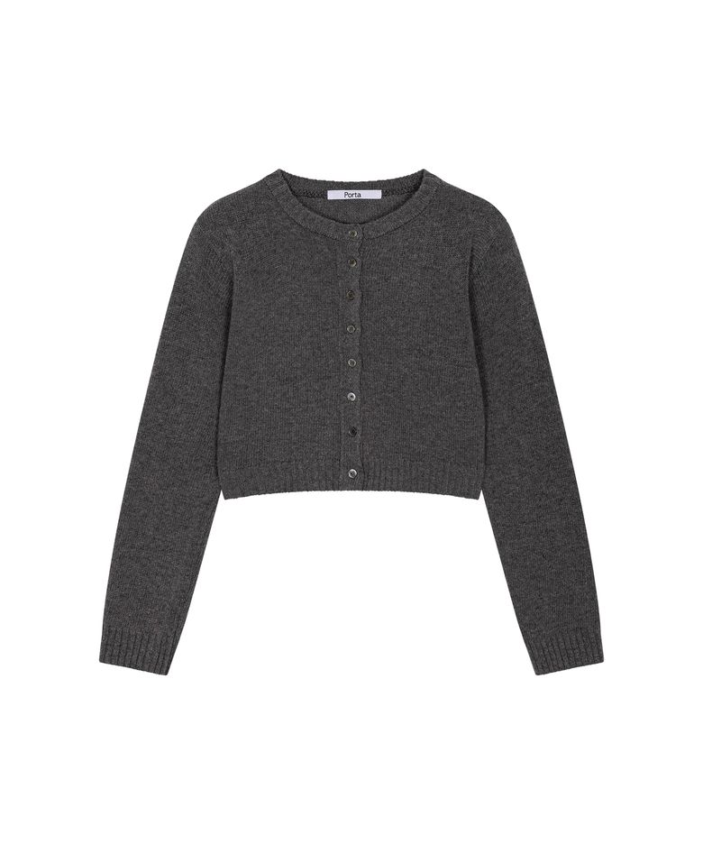 BASIC BUTTON KNIT CARDIGAN, GREY