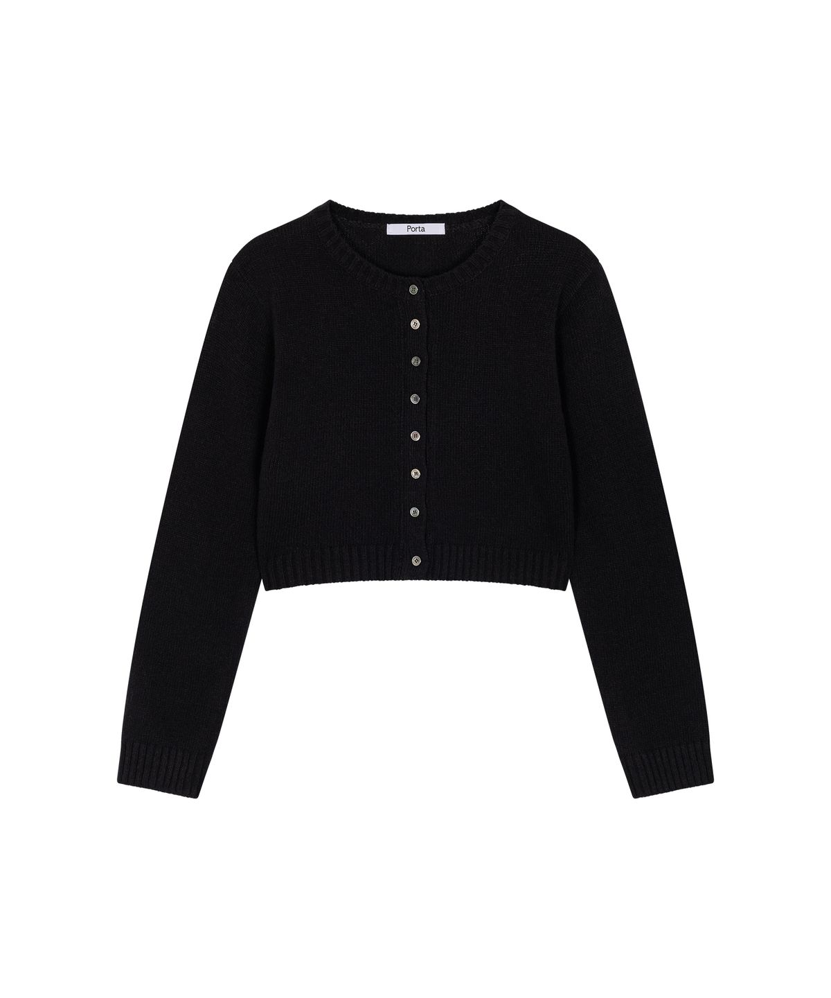 더포르타(THEPORTA) BASIC BUTTON KNIT CARDIGAN, BLACK