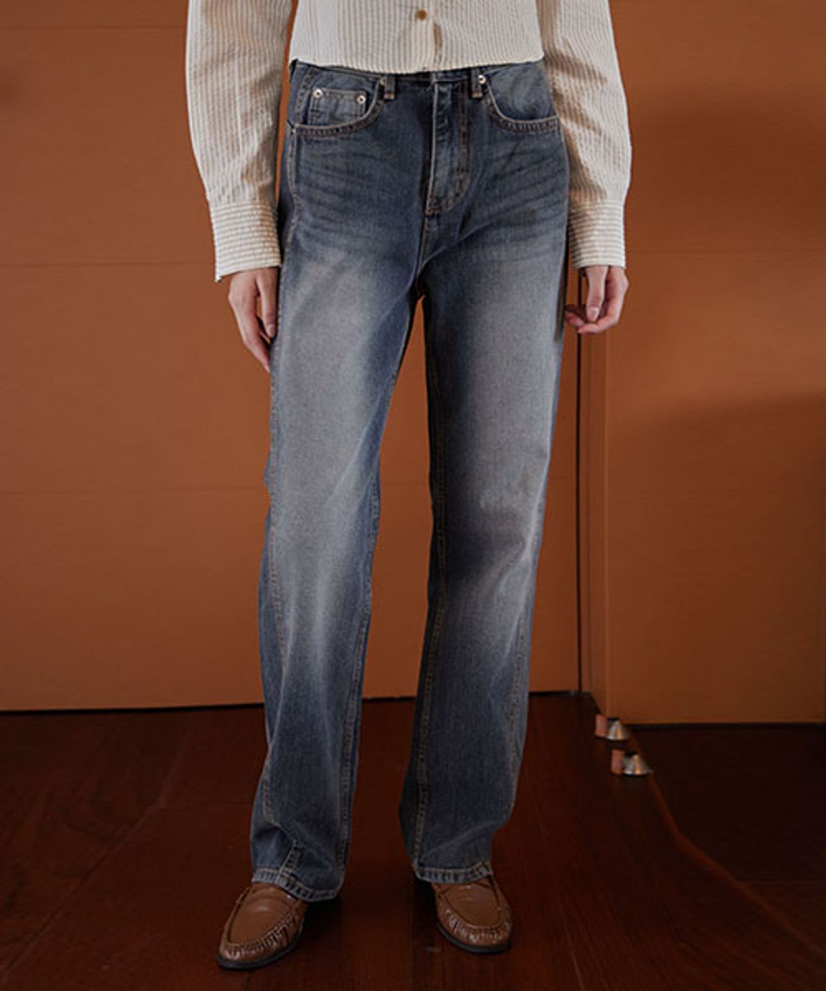 헤인트(HAINT) FRED STITCH LONG WIDE DENIM PANTS