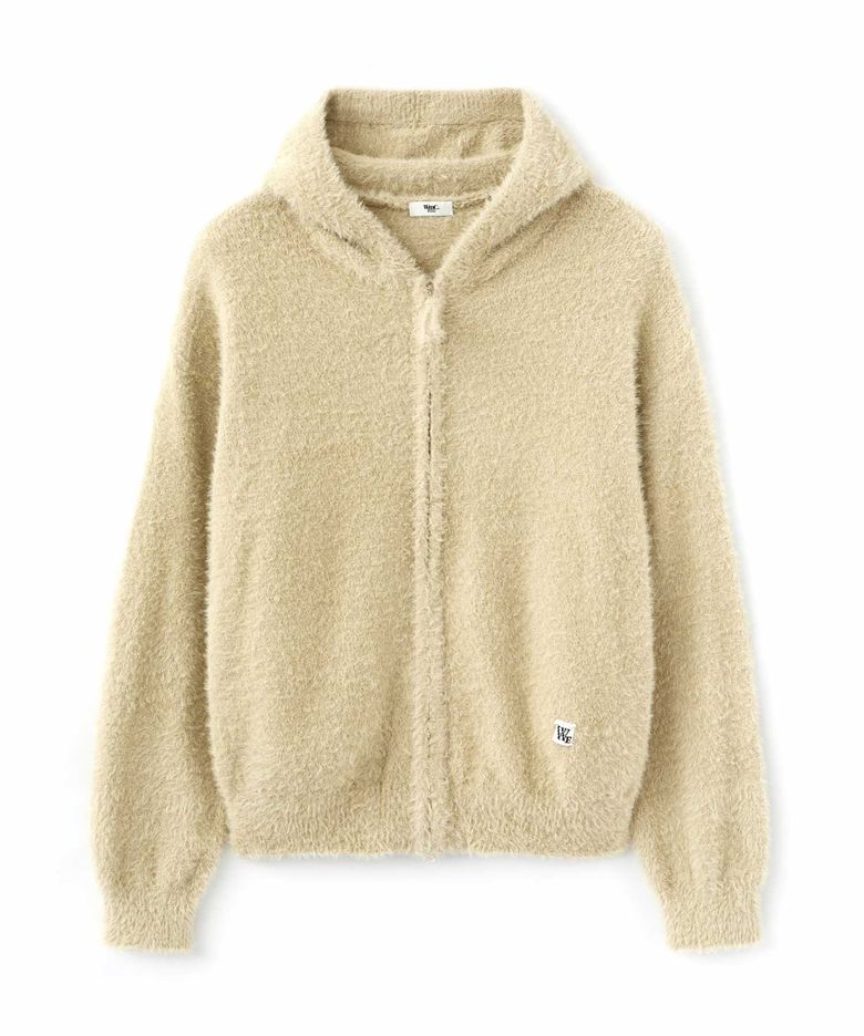 헤어리 후드 집업_BEIGE