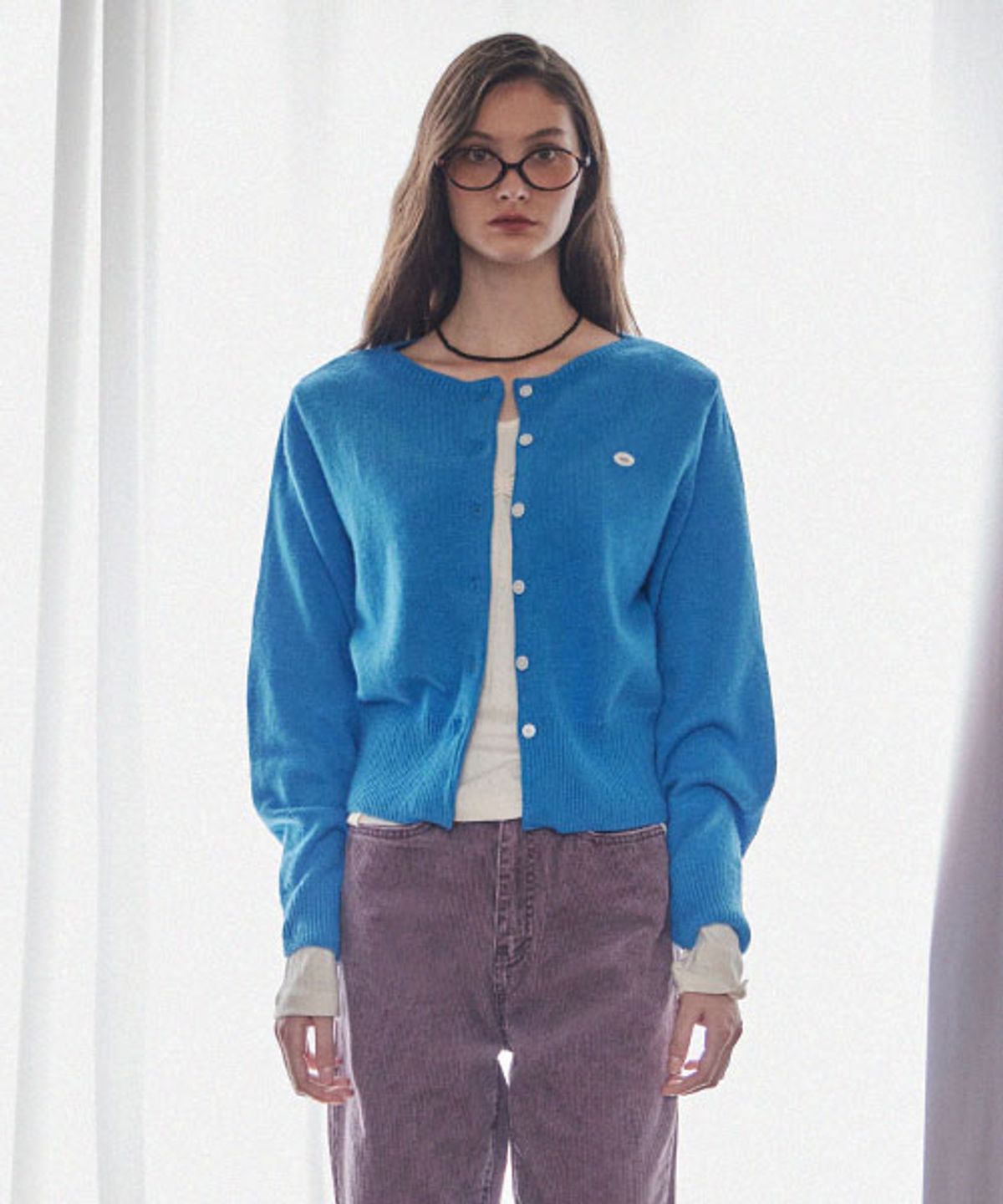 헤인트(HAINT) FRENCH BOAT NECK CARDIGAN_AQUA BLUE