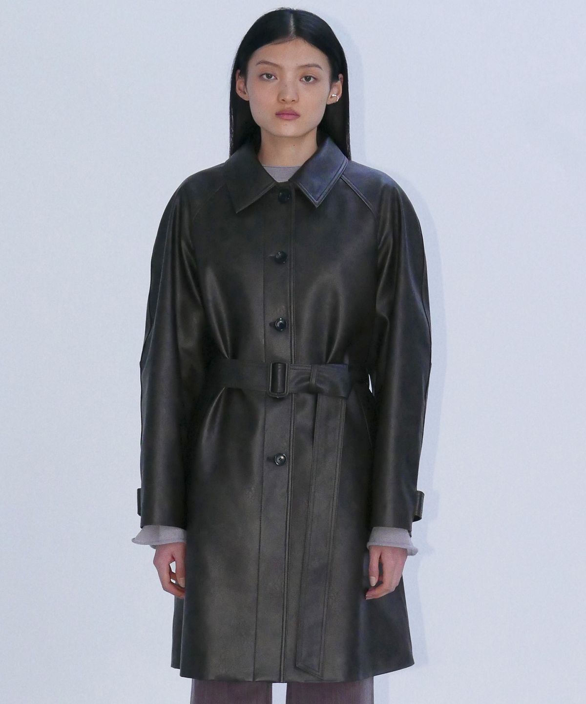 엔오르(EN OR) OVERFIT SINGLE LEATHER COAT - BROWN