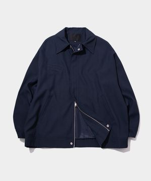 스탠다드 클래식 폴리 카라 포켓 블루종 미니멀 수트 셋업 자켓 [네이비]