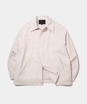 스탠다드 클래식 폴리 카라 포켓 블루종 미니멀 수트 셋업 자켓 [크림]