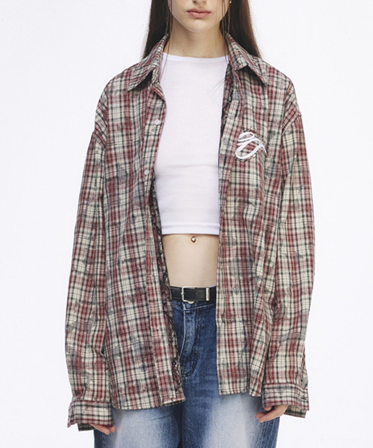 그레이티스트(THE GREATEST) Damage Check Shirt Red