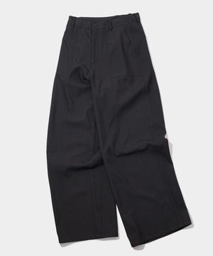 스탠다드 클래식 폴리 와이드 슬랙스 수트 셋업 팬츠 [블랙]