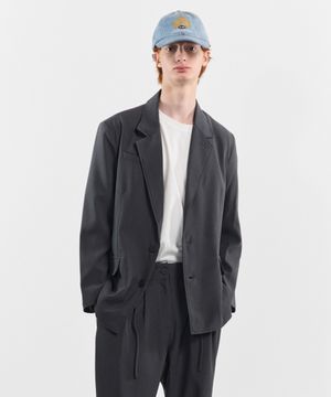 데일리 오피스 투버튼 베이직 오버핏 싱글 블레이저 수트 셋업 자켓 [그레이]