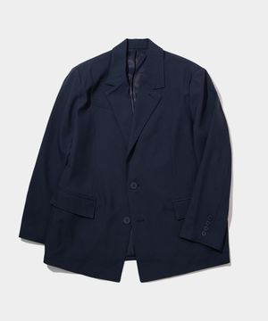 데일리 오피스 투버튼 베이직 오버핏 싱글 블레이저 수트 셋업 자켓 [네이비]