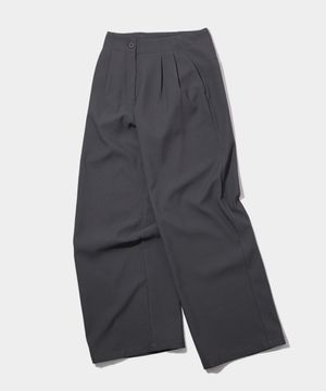 데일리 오피스 베이직 오버핏 싱글 와이드 핀턱 슬랙스 수트 셋업 팬츠 [그레이]