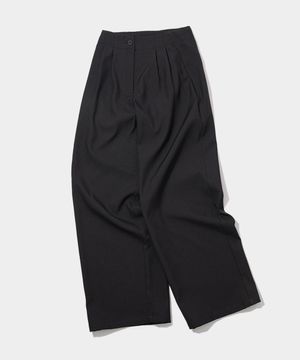 데일리 오피스 베이직 오버핏 싱글 와이드 핀턱 슬랙스 수트 셋업 팬츠 [블랙]