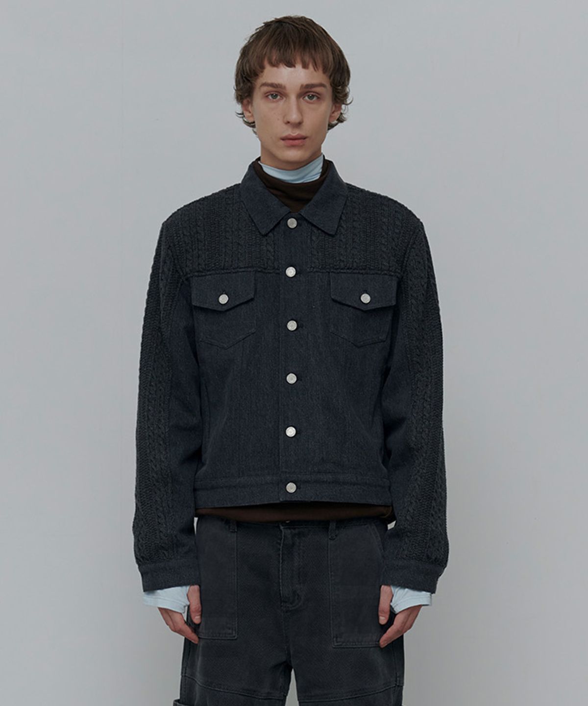 애니타임로릭(ANYTIME LOREAK) Zinnia Mix Jacket-Charcoal(RENEWAL)