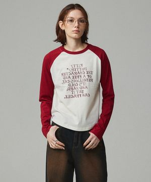 레터링 라글란 티셔츠 레드
