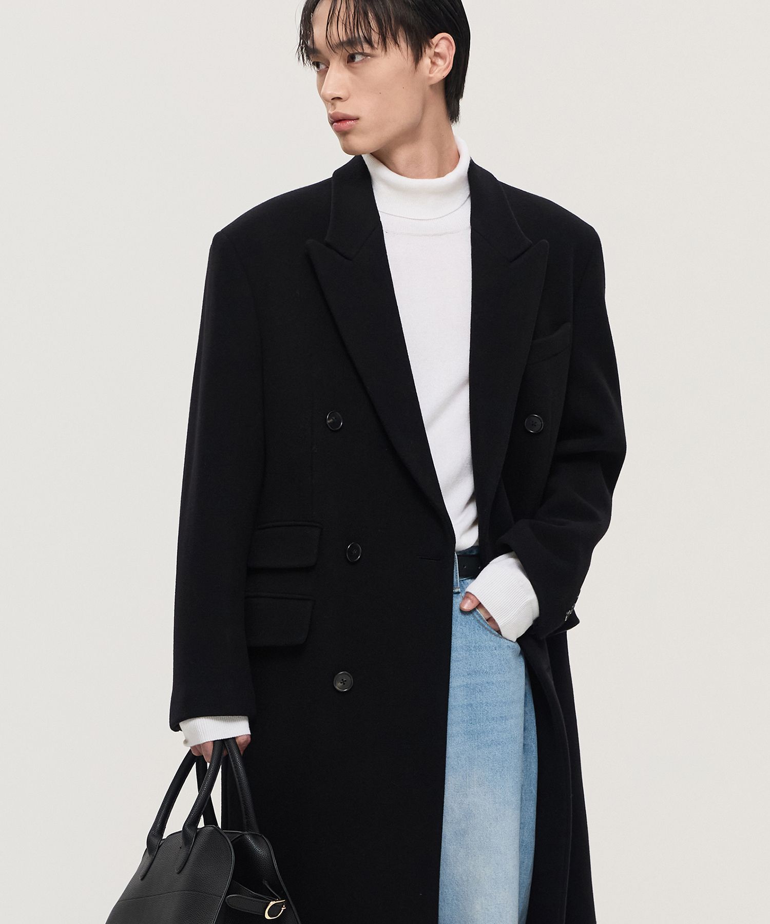 MUSINSA公式 | TNGT ブラックオーバーサイズカシミヤダブルブレスト