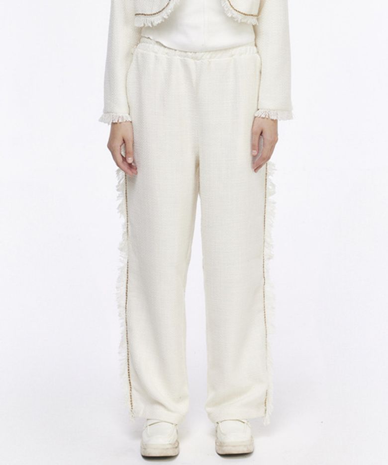 Tweed Banding Pants Ivory