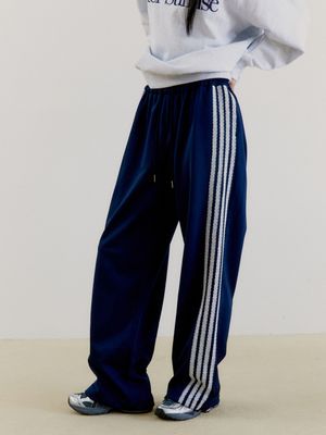 QUADRUPLE LACE TRACK PANTS, NAVY