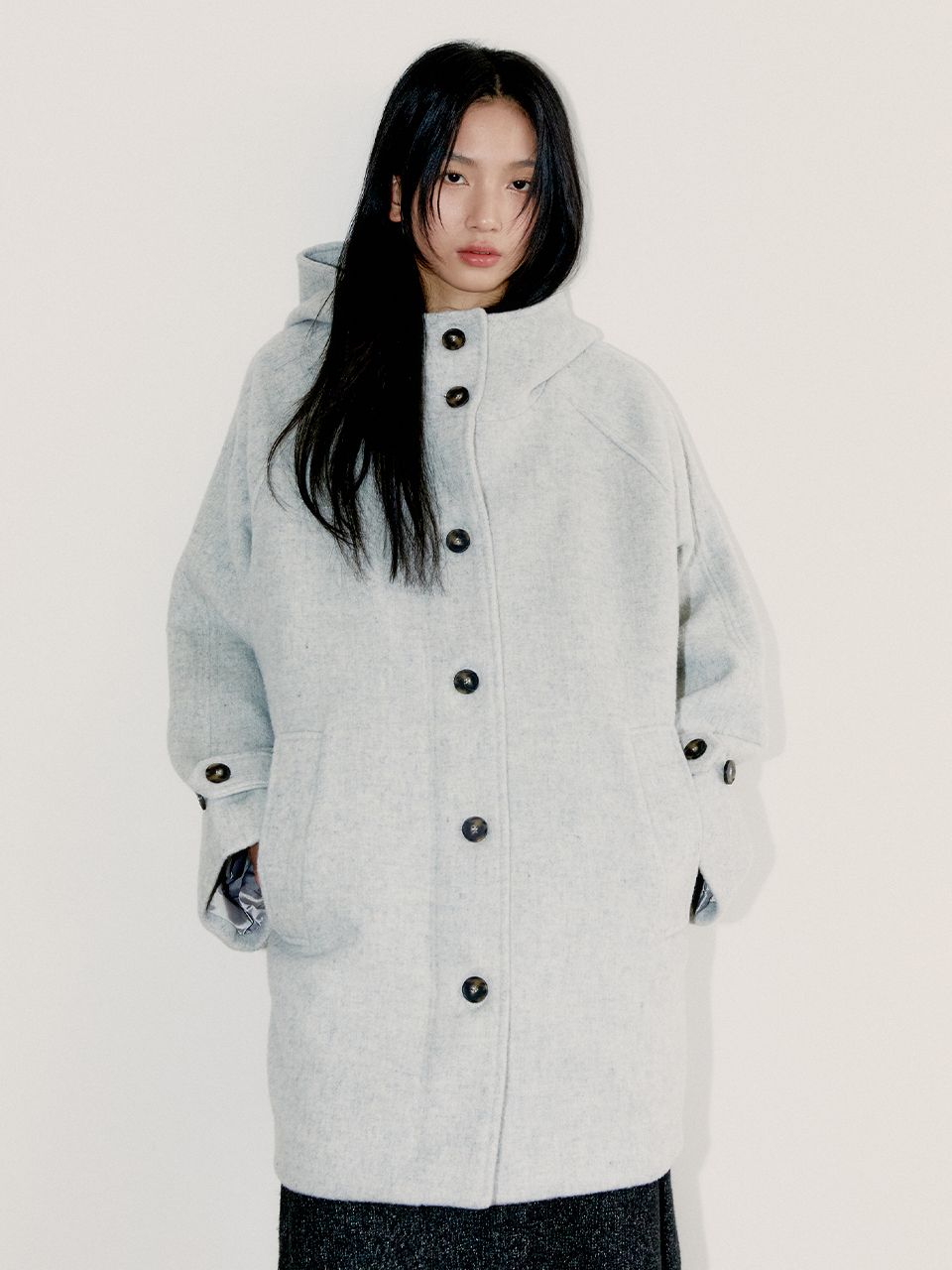 MUSINSA | OAFISH RICH WOOL HALF COAT, GRAY