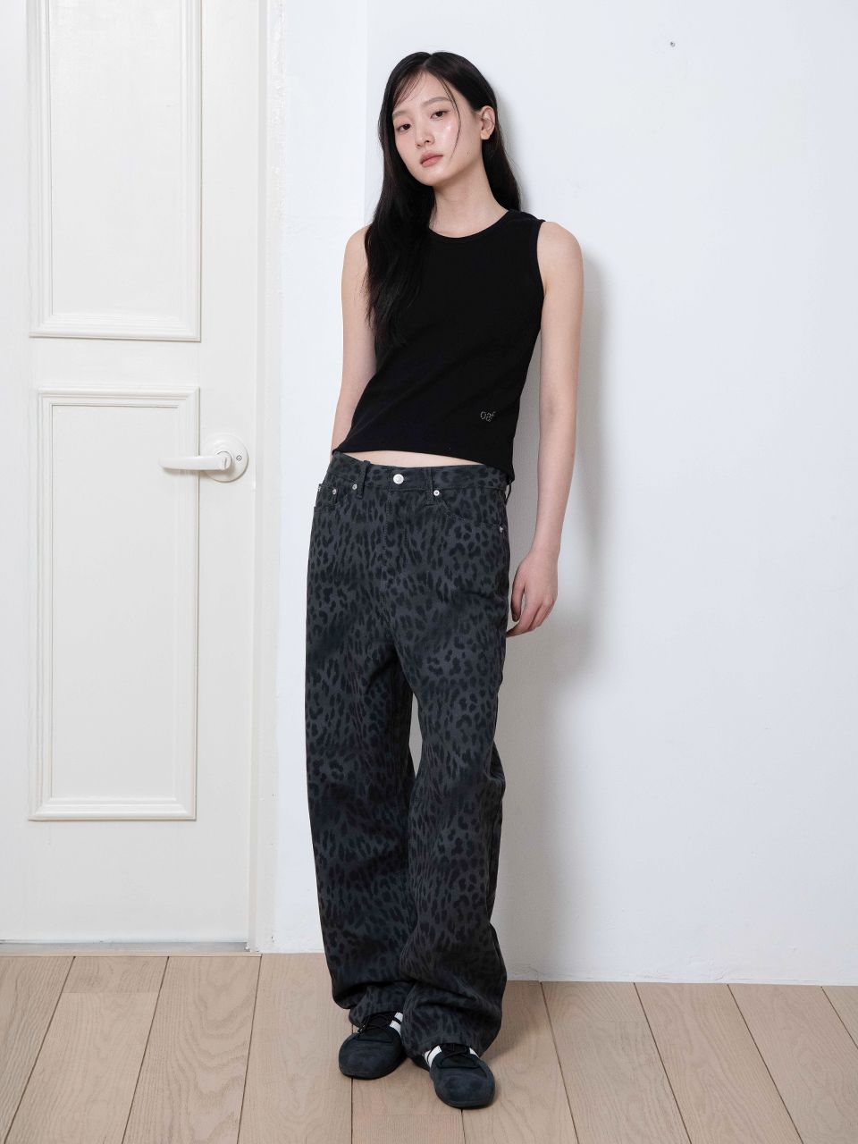 ◆OAFISH◆ Wide leopard pants charcoal 24FW 040 MUSINSA | OAFISH Wide leopard print pants, charcoal
