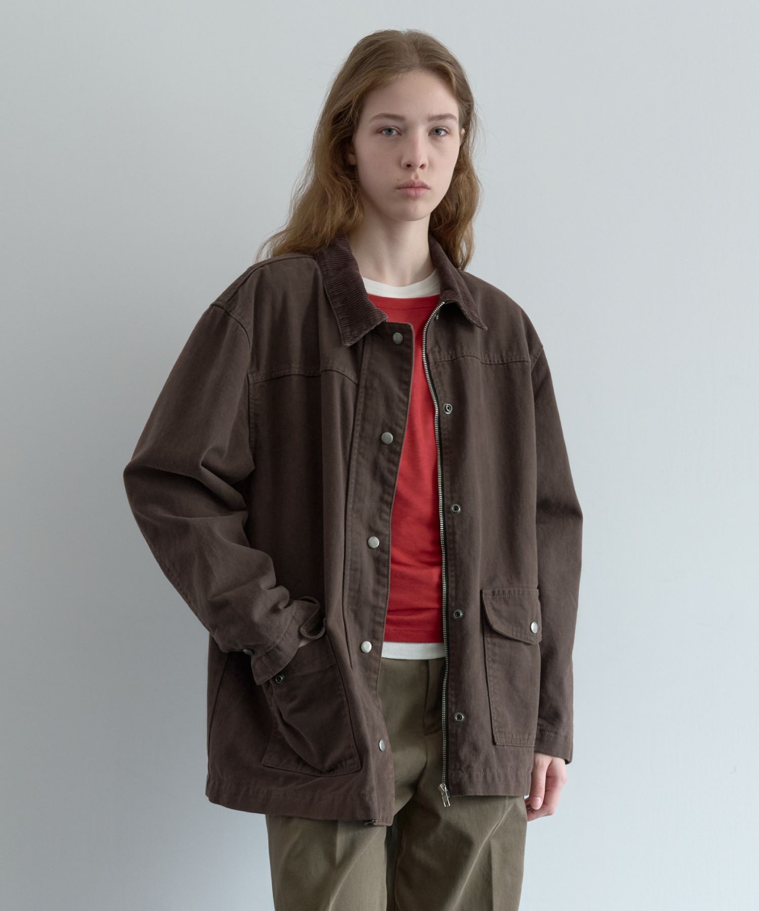 Cotton work jacket (brown)