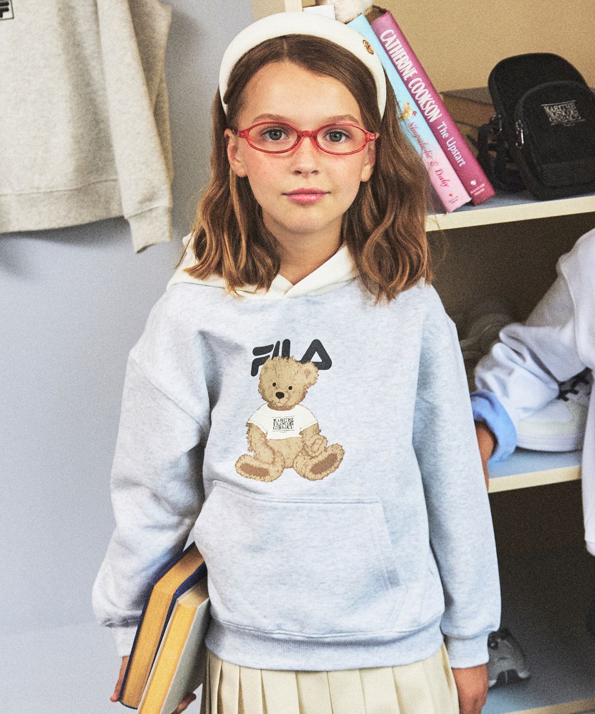 마리떼 키즈(MARITHÉ KIDS) MFG X FILA KIDS DOODLE BEAR HOODIE light heather gray