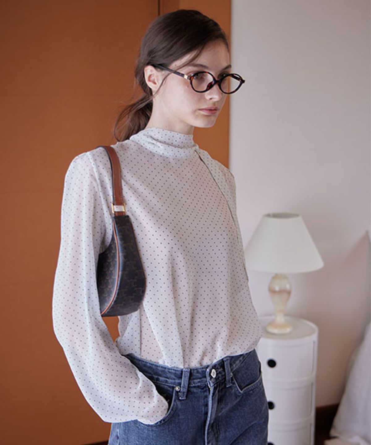 헤인트(HAINT) SEE-THROUGH DOT TIE BLOUSE