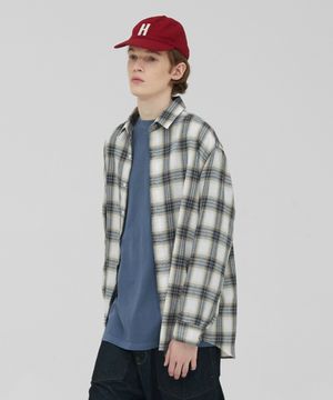 [M~4XL] 올데이 베이직 체크 셔츠_ST-06 (아이보리)