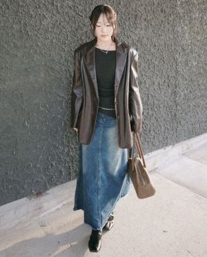 오버사이즈 레더 재킷 (brown)