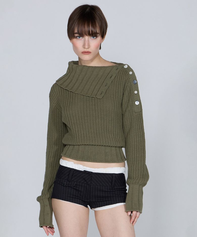 Funnel Neck Sweater Khaki
