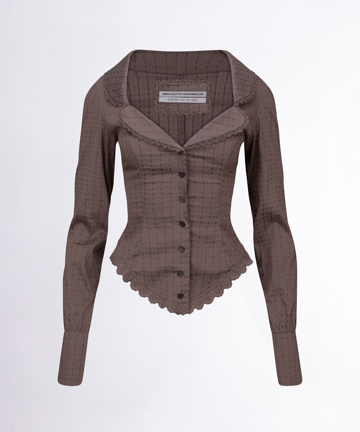 MUSINSA | SCULPTOR Clover Leaf Neck Blouse Dark Mauve