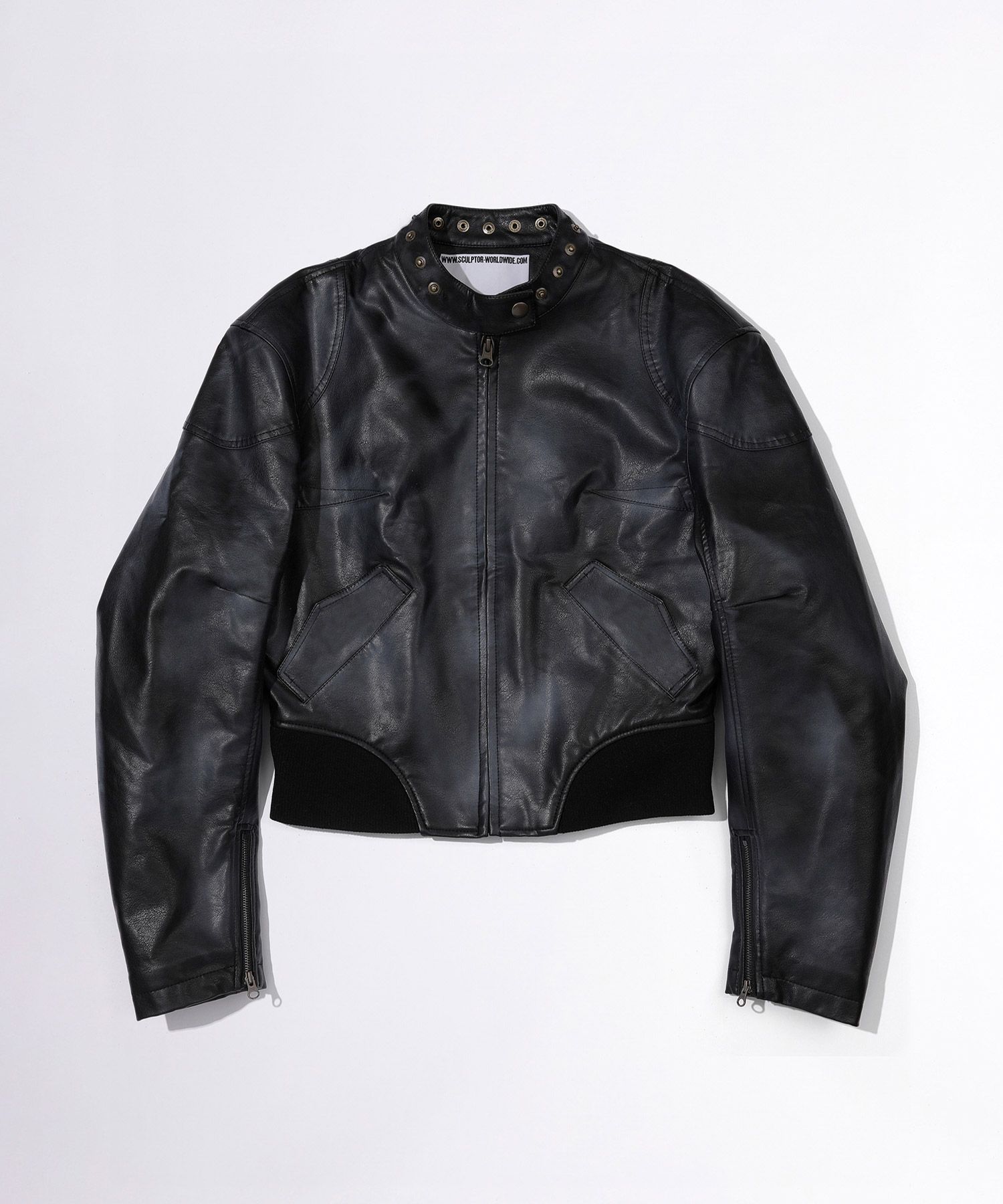 ブルゾン SCULPTOR Emboss Faux Leather Bomber Emboss Faux Leather Bomber Ivory – Sculptor