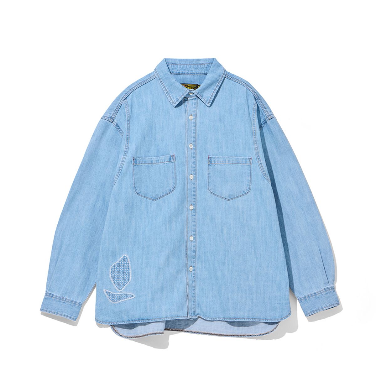 오가프(OGARP) Patchwork Panneled Denim Shirket Lightblue