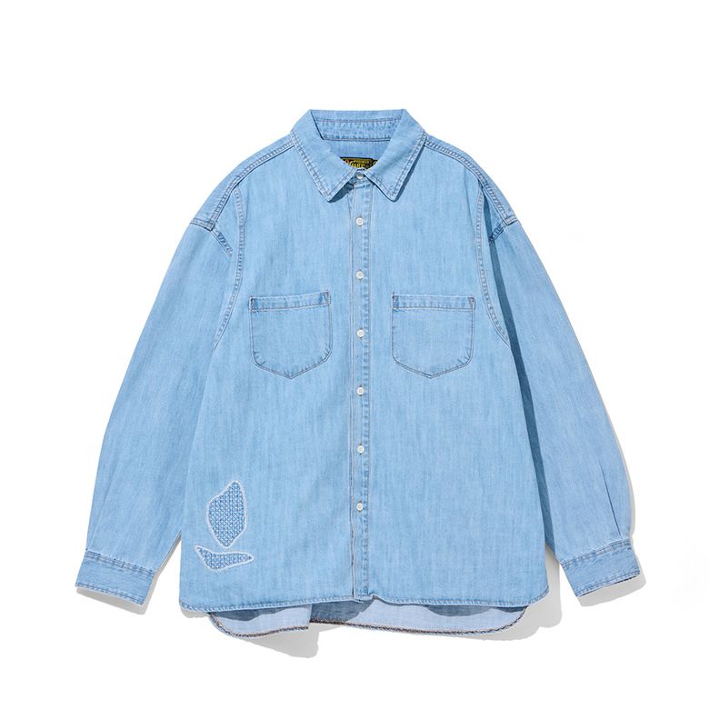 Patchwork Panneled Denim Shirket Lightblue