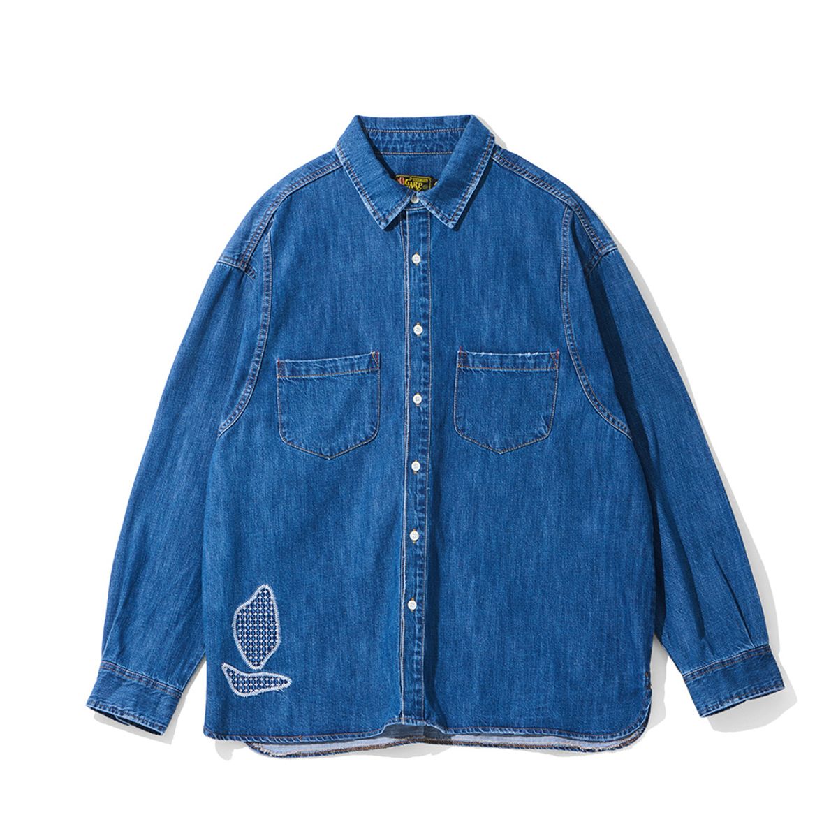 오가프(OGARP) Patchwork Panneled Denim Shirket Darkblue