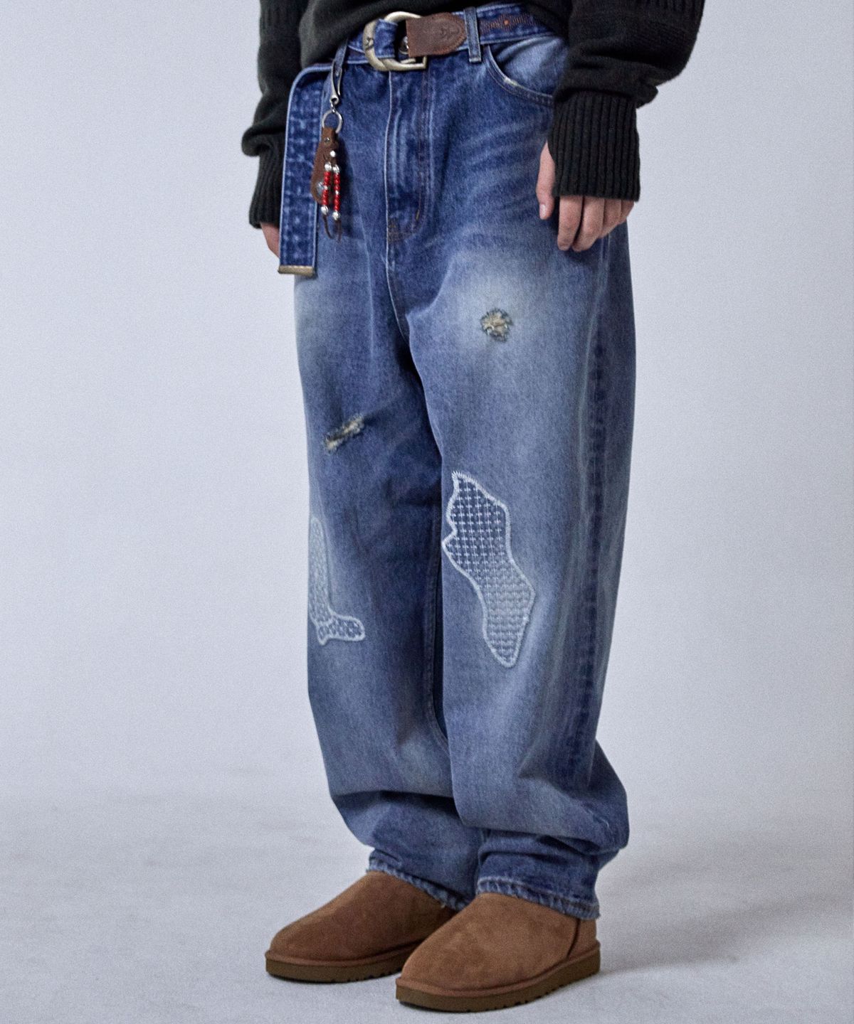 오가프(OGARP) Patchwork Panneled Denim Pants Darkblue