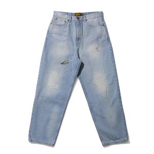 Patchwork Panneled Denim Pants Lightblue